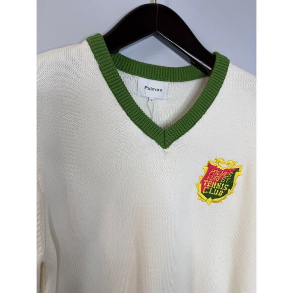 Palmes Off-White PFTC V Neck Knit Sweater Cotton Tennis Preppy Sz M New - Picture 4 of 13